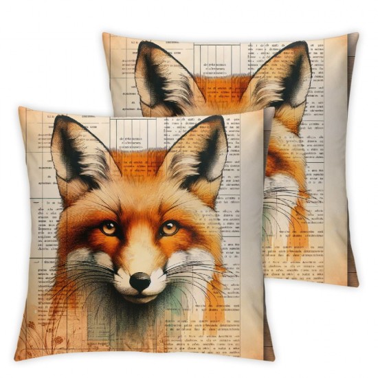 Retro Words with Inspirational Quote Throw Pillow Covers Art Cute Animal Series Pattern  Cushion Cover Home Decor  (V-Fox)