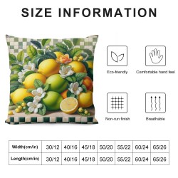 Summer Lemon Decorative Pillow Covers  Outdoor Lemon Flower Leaf Truck Buffalo Check Plaid Throw Pillow Case Home Sweet Home Cushion Cover for Sofa Couch (