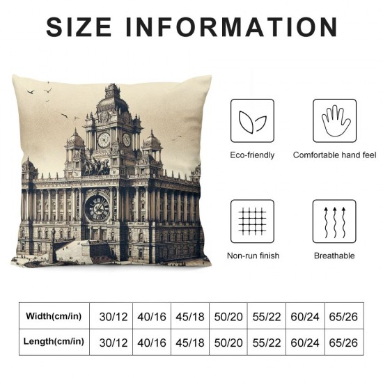 Vintage Stamps Pillow Covers London Big Ben Decorative Cushion Cover Pillow Cases  England Square Pillowcase for Sofa Couch Home Decor (Big Ben, 