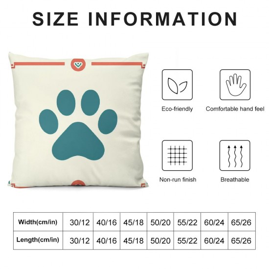  Pillow Covers Dog Paws Be Hoppy Pillowcases Decorations for Sofa Couch Bedroom Living Room Cushion Case Decor