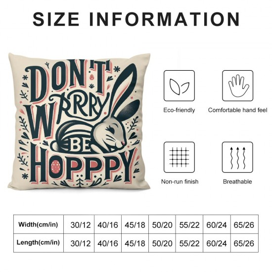 Pillow Covers Floral Rabbit Don't Worry Be Hoppy Pillowcase Farmhouse Decorations for Sofa Couch Bedroom Living Room Decor