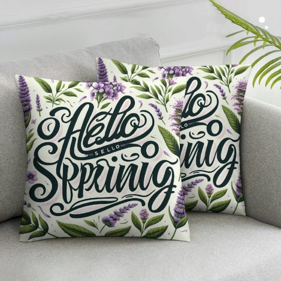  Spring Pillow Covers  Lavender Floral Throw Pillowcase Purple Home Sofa Bedroom Living Room Holiday Cushion Case Farmhouse Decorations