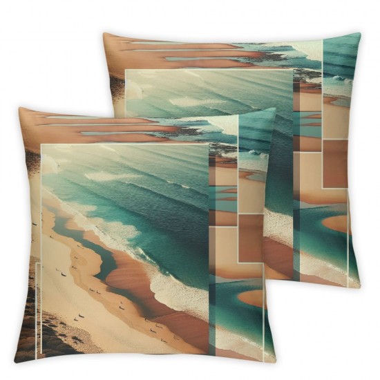 Welcome to Coastal Decorative Pillow Covers Ocean Beach Theme Flip-Flops Pillow Cases with Words Cushion Cover Outdoor Decor Pillow Shams