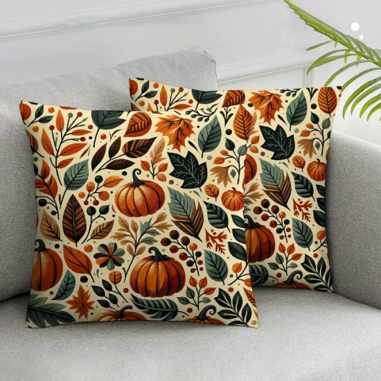  Fall Pillow Covers Happy Fall Pumpkin Fall Decor Decorative Throw Pillows Cushion Case Decoration for Sofa Couch