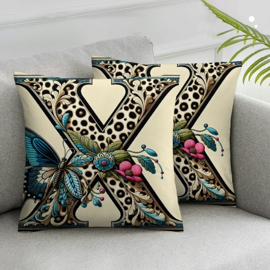  Pillow Covers Floral Butterfly Throw Pillowcase Happy Decorative Pillows Home Sofa Bedroom Decor Cushion Case Spring Seasonal Farmhouse Decorations