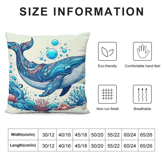  Summer Pillow Covers Seahorse Whale Dolphin Throw Pillow Covers Ocean Summer Farmhouse Cushion Case Decor for Sofa Couch