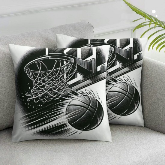  Ball Sports Throw Pillow Cases Retro Black Decorative Pillow Covers Home Decor Pillowcase Gifts for Lovers (Black )