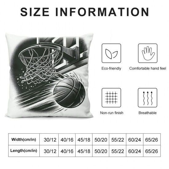  Ball Sports Throw Pillow Cases Retro Black Decorative Pillow Covers Home Decor Pillowcase Gifts for Lovers (Black )