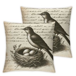  Sparrow Bird and Tree Leaves Decorative Throw Pillow Case for Home Decor Cushion Cover Pillowcase 