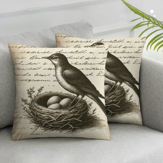  Sparrow Bird and Tree Leaves Decorative Throw Pillow Case for Home Decor Cushion Cover Pillowcase 