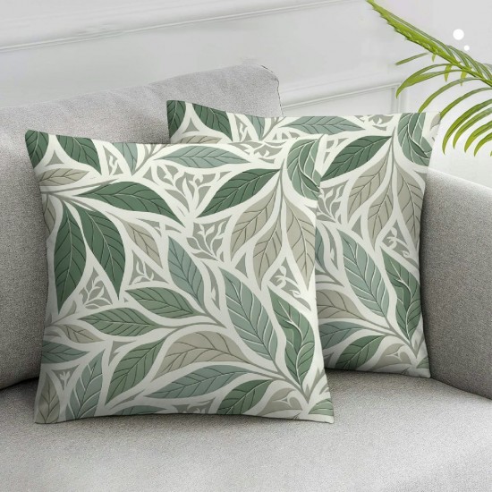  Green Grey Pillow Covers Summer Floral Green Gray Decor Pillow Case Outdoor Linen Square Cushion Cover Home Decor for Sofa Couch Bed