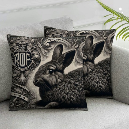  Rabbit Pillow Cover Decorations Cute Animal Home Decor Throw Pillow Case Cremones De Fenetre Paris 1873 Stamps Cushion Cover (Paris Rabbit)