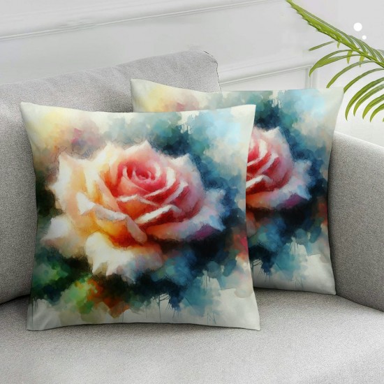 Throw Pillow Cover French Perfume Floral Hand Drawn Watercolor Trend Aroma Design Square Pillowcase for Home Decor  Cushion Case