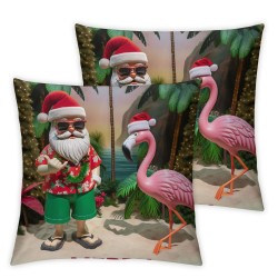  Merry Christmas Beachy Greetings Quotes Decorative Pillow Covers Santa Beach Christmas Tropical Flamingo Decor Funny Throw Pillow Covers Cushion Cover