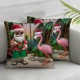  Merry Christmas Beachy Greetings Quotes Decorative Pillow Covers Santa Beach Christmas Tropical Flamingo Decor Funny Throw Pillow Covers Cushion Cover