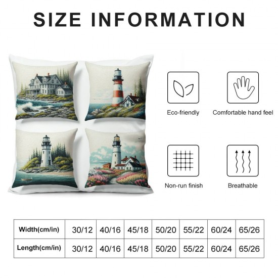  Decorative Pillow Cover Waiting Lighthouse Throw Pillow Cases Home Decor Indoor Gift Kitchen Garden Sofa Bedroom Car Living Room  Super Soft Pillowcase