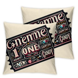 Movie Theater Throw Pillow Covers Vintage Cinema Design Cushion Cover with Old Fashioned Icons Home  Decorative Pillowcases 