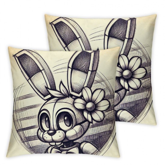 Cute Rabbit Bunny Ass Pillow Covers Grey and White Holiday Farmhouse Throw Pillow Cases Spring Easter Decorations Cushion Cover for Home Sofa Outdoor