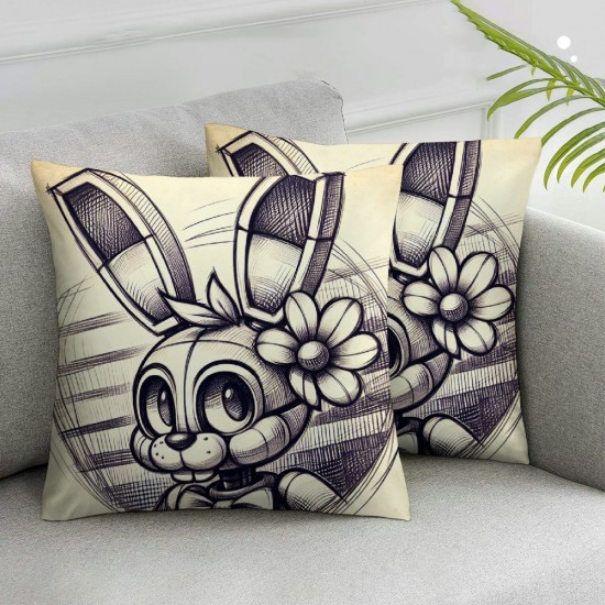 Cute Rabbit Bunny Ass Pillow Covers Grey and White Holiday Farmhouse Throw Pillow Cases Spring Easter Decorations Cushion Cover for Home Sofa Outdoor