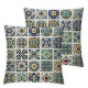 ShareJ Throw Pillow Cover Mexican Tiles Flower Blue Pottery Mexico Floral Design Cushion Case Home Decor Square Pillowcase (Mexican Tiles Set)