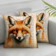 Retro Words with Inspirational Quote Throw Pillow Covers Cute Animal Series Cushion Cover Home Decor (V-Fox)