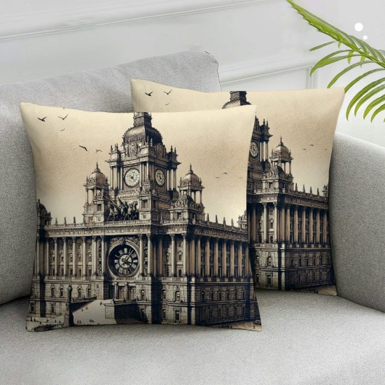 Vintage Stamps Pillow Covers London Big Ben Decorative Cushion Cover Pillow Cases  Square Pillowcase for Sofa Couch Home Decor (Big Ben, 