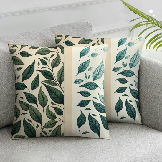  Spring Pillow Covers  Hello Spring Throw Pillowcase Green Leaves Seasonal Home Sofa Bedroom Living Room Holiday Cushion Case Farmhouse Decorations