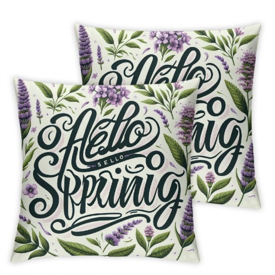  Spring Pillow Covers  Lavender Floral Throw Pillowcase Purple Home Sofa Bedroom Living Room Holiday Cushion Case Farmhouse Decorations