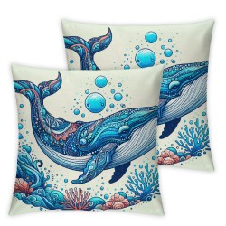  Summer Pillow Covers Seahorse Whale Dolphin Throw Pillow Covers Ocean Summer Farmhouse Cushion Case Decor for Sofa Couch