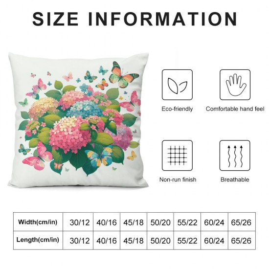 Butterfly Series Throw Pillow Cases Colorful Blossoming Flowers Decorative Cushion Cover for Home Sofa Garden Outdoor Decor Pillowcase (Colorful Butterfly)