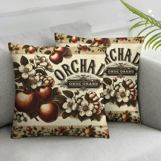  Apples Harvest Throw Pillow Covers Decorative Pillow Cases Fruit Garden Orchard Autumn Square  Pillowcase Vintage Flower Decor Cushion Cover 