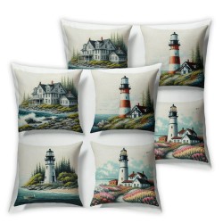  Decorative Pillow Cover Waiting Lighthouse Throw Pillow Cases Home Decor Indoor Gift Kitchen Garden Sofa Bedroom Car Living Room  Super Soft Pillowcase