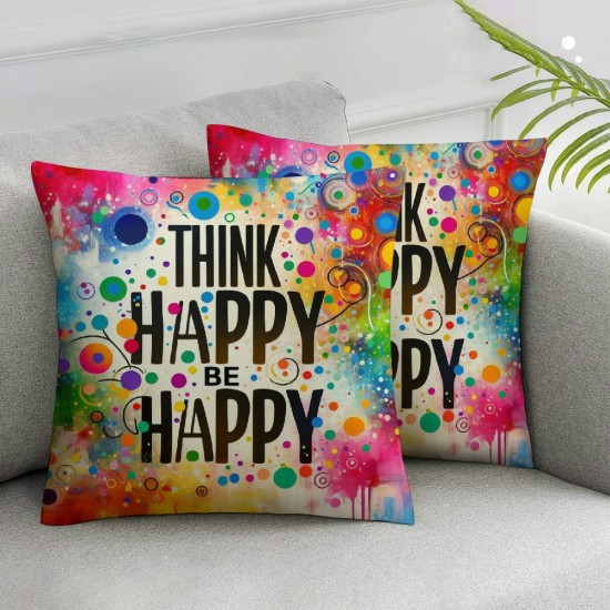  Inspiring Words  Throw Pillow Covers Smile Often Think Happy Thoughts Dream Big Explore The Day Home Decor Colorful Inspirational Quotes Cushion Cover 