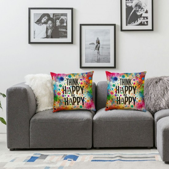  Inspiring Words  Throw Pillow Covers Smile Often Think Happy Thoughts Dream Big Explore The Day Home Decor Colorful Inspirational Quotes Cushion Cover 