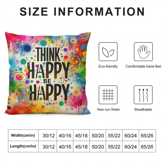  Inspiring Words  Throw Pillow Covers Smile Often Think Happy Thoughts Dream Big Explore The Day Home Decor Colorful Inspirational Quotes Cushion Cover 