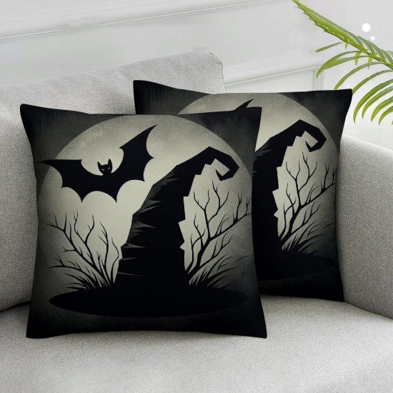 Happy Halloween Pillow Covers Witch Hat with Decorative Pillow Case Vintage Halloween Decorations for Home Sofa Couch (, 