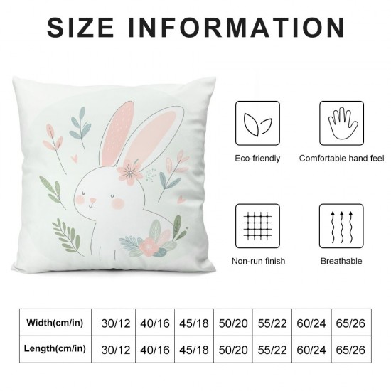  Throw Pillow Covers Cute Animal Brown Rabbit Pillow Cases Spring Flower Leaf Butterfly Decorations Cushion Cover for Sofa Couch