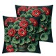 ShareJ Red Geranium Flowers Throw Pillow Covers Potted Plants with Welcome Words Pattern  Pillow Cases Outoor Garden Chair Decorative Cushion Cover