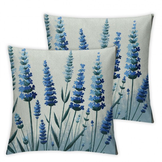 Green Plant Floral Pillow Covers Watercolor Purple Lavender Decorative Pillow Case Spring Summer Decorations for Home Sofa Couch