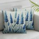 Green Plant Floral Pillow Covers Watercolor Purple Lavender Decorative Pillow Case Spring Summer Decorations for Home Sofa Couch