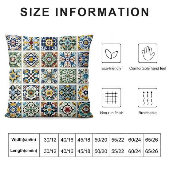 ShareJ Throw Pillow Cover Mexican Tiles Flower Blue Pottery Cushion Case Home Decor Square Pillowcase (Mexican Tiles Set)