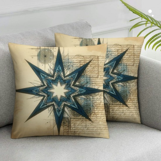 Ocean Theme Stamp Style Throw Pillow Covers Jellyfish Starfish Pattern Summer Outdoor Beach House Decorative Cushion Cover Coastal Pillowcases(Jellyfish-Starfish)