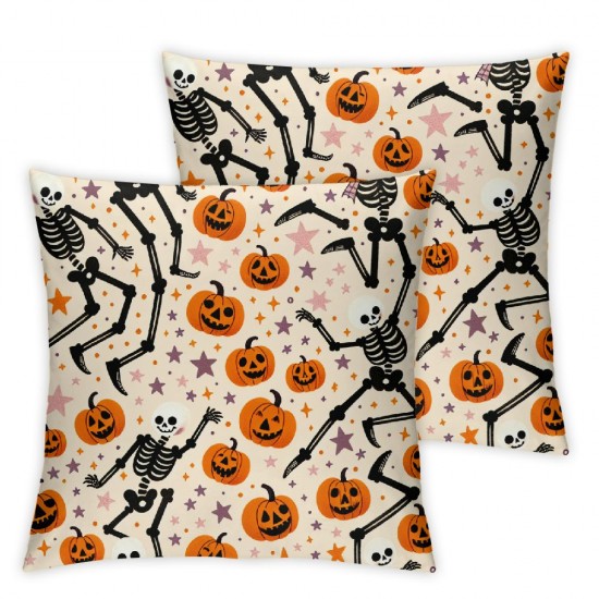  Halloween Pillow Covers  Boot Spookin' Boogie Pillowcase Dancing Skeleton Holiday Farmhouse Throw Pillows Indoor Outdoor Couch Cushion Case for Home Sofa Decor