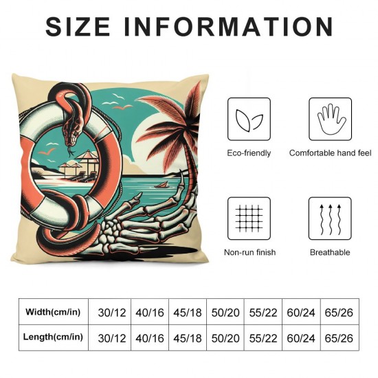  Summer Pillow Covers  Funny Skeleton Throw Pillow Covers Summer Farmhouse Cushion Case Decor for Sofa Couch