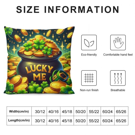 St Patricks Day Pillow Covers Coin Pot Throw Pillowcase Lucky Home Green Sofa Decor Pillowcase Happy St. Patrick's Day Decoration Cushion Cases