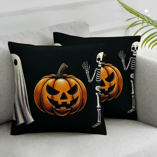 Halloween Pillow Covers  Ghost Pumpkins Pillowcase Leopoard Holiday Farmhouse Throw Pillows Indoor Outdoor Couch Cushion Case for Home Sofa Decor