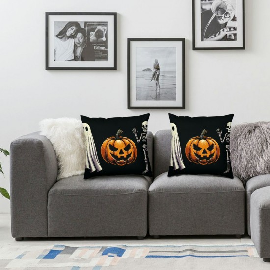 Halloween Pillow Covers  Ghost Pumpkins Pillowcase Leopoard Holiday Farmhouse Throw Pillows Indoor Outdoor Couch Cushion Case for Home Sofa Decor