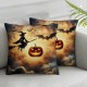  Halloween Pillow Covers  Retro Witch Cat Pillowcase Pumpkins Holiday Farmhouse Throw Pillows Indoor Outdoor Couch Cushion Case for Home Sofa Decor