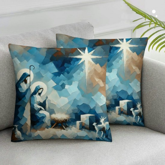  Christmas Pillow Covers Navitity Throw Pillow Covers Pillowcase Home Decor Living Room House Decorative Cushion Case for Sofa Couch