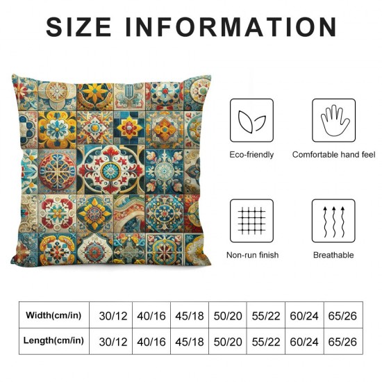 Throw Pillow Cover Mexican Tiles Flower Blue Cushion Case Home Decor Square sPillowcase (Mexican Tiles